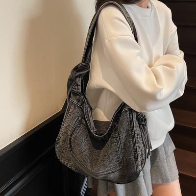 Sac fourre-tout Commuter en denim Grande capacité Sac à bandoulière pour femme