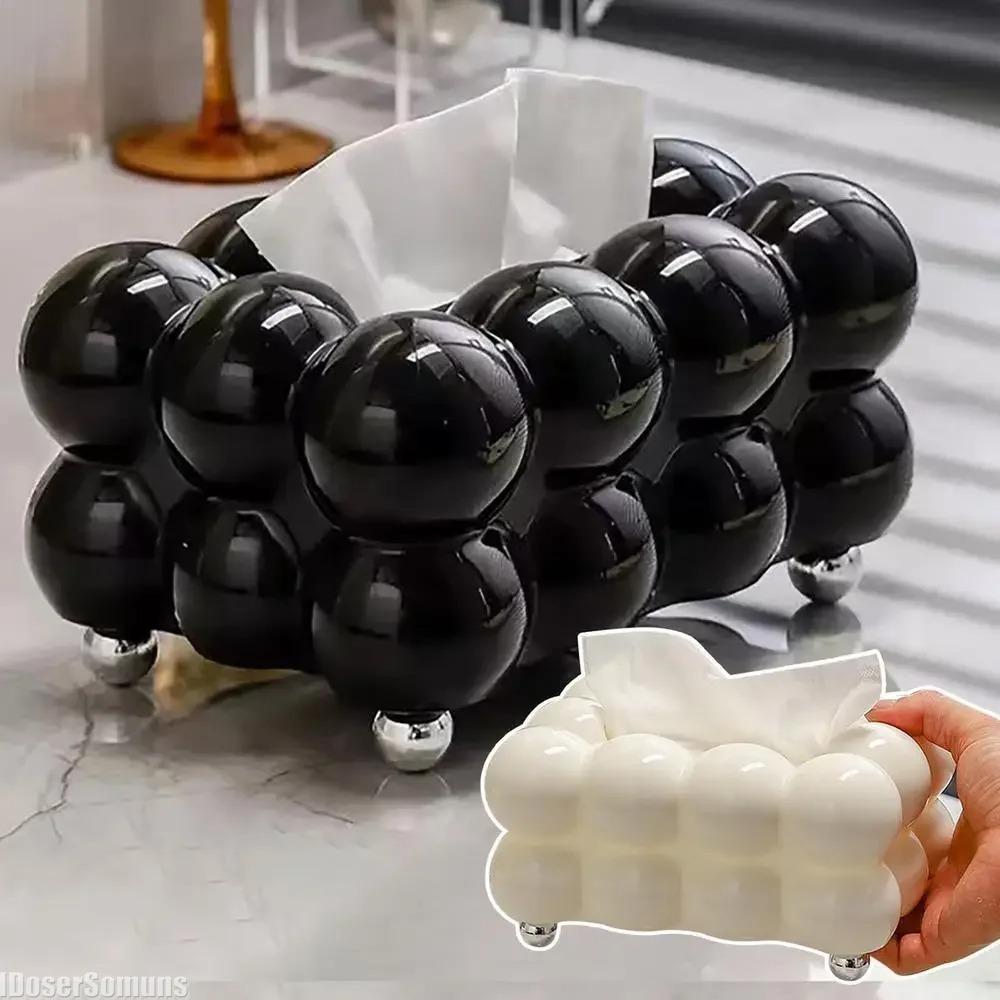 

Light Luxury Cream Tissue Box Holder for Dining Table Tissue Box Container Living Room Decoration Kitchen Storage