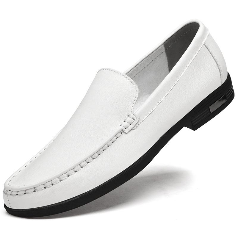 Men s Summer Perforated Loafers, British Style, Round Toe, Slip-On, Cowhide Leather Shoes. 41