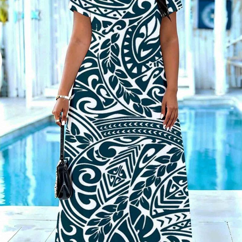 Tribal Print Long Dress, Women's Summer Beach Dress