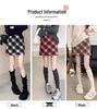 Women's 2025 Retro High-Waist Wool Blend Plaid Mini Skirt - Petite Bodycon A-Line for Autumn/Winter