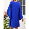 Spring and Summer New Fashion European and American Style round Collar, Blue Loose Casual Half Length Cape Sleeve Dress Dress Dress Dress