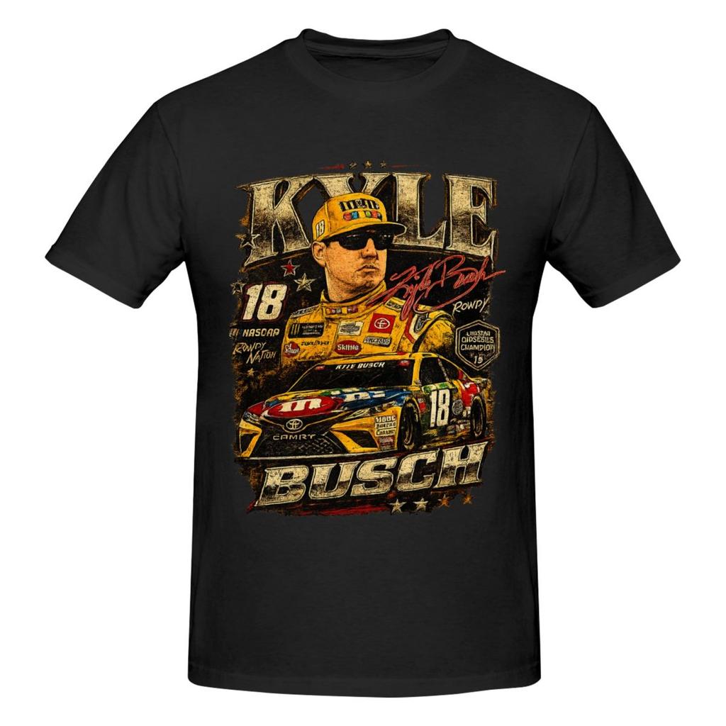 Kyle Busch 18 Racing Rowdy Rip Trending T Shirts Graphic Y2k Gifts Quality Unisex Wounisex Tshirt Tops