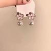 Silver Needle Pink Flower Tassel Pearl Earrings Women's New Popular Spring Temperament Earrings Premium Earrings