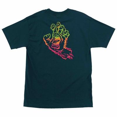Santa Cruz THROWDOWN SCREAMING HAND Skateboard T Shirt HARBOR BLUE