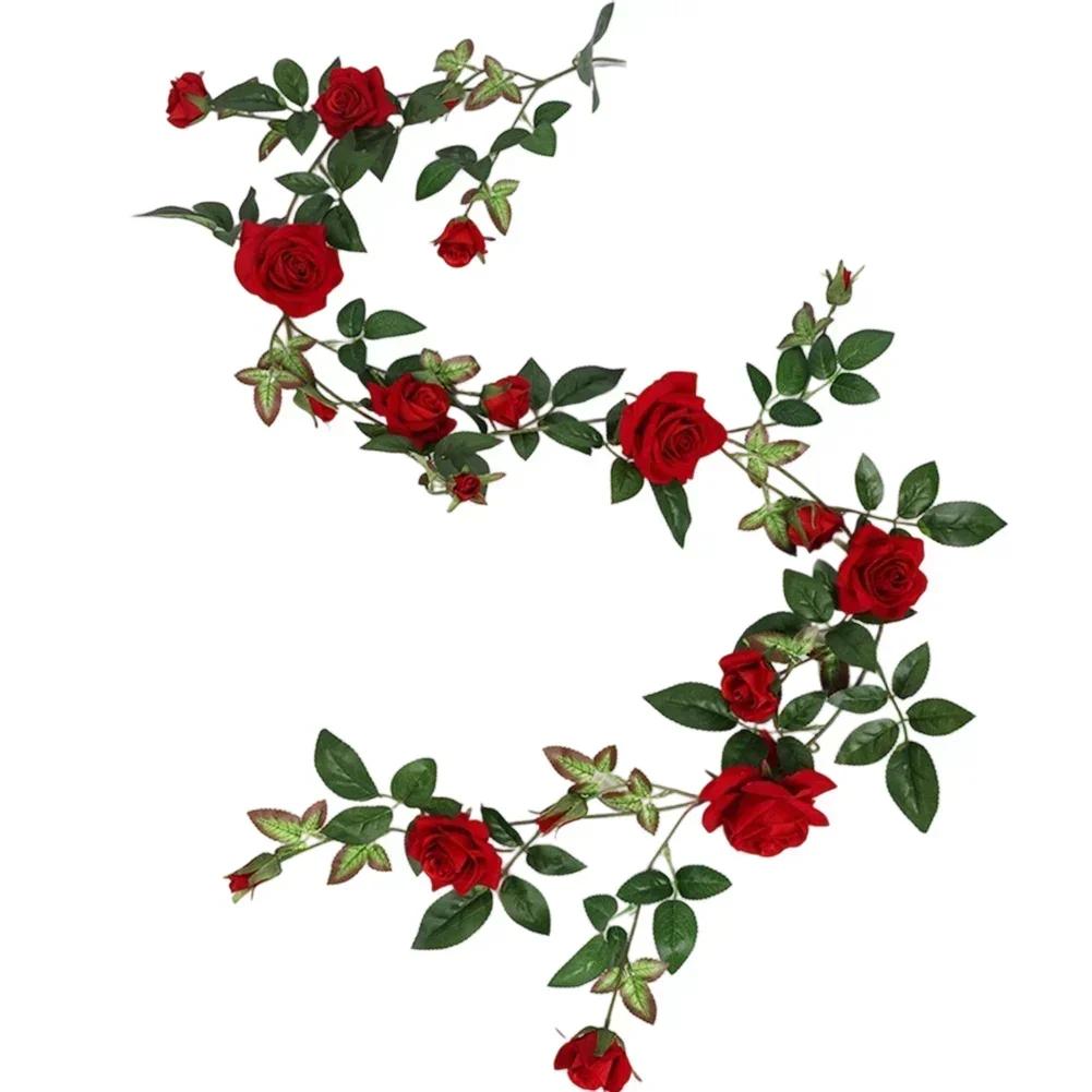 Beautiful Garland Artificial Rose Vine Creative Display Customizable Theme Easy Maintenance Non-watering Plant