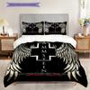 Metal Wings Cross Symbolism Bedding (1 * Duvet Cover + 2 * Pillowcase, Without Core) 2D Flat Duvet Cover and Pillowcase Bedding Set