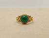 Dainty Natural Malachite Ring, 925 Sterling Silver Yellow Gold Vermeil