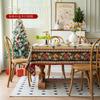 Elegant Christmas Tablecloth Cotton Linen Blend Rectangular Dining Table Cover Red Holiday Decor Home Kitchen