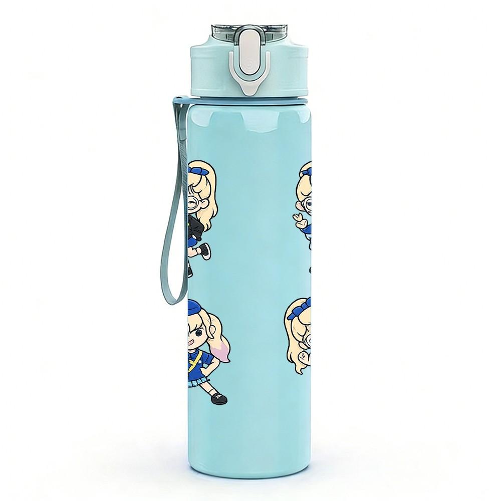 1PC Four Little Boy Character Set 750ml Color Plastic Sports Water Bottle Leakproof Flip Straw Lid Suitable for Sports Office Home Use