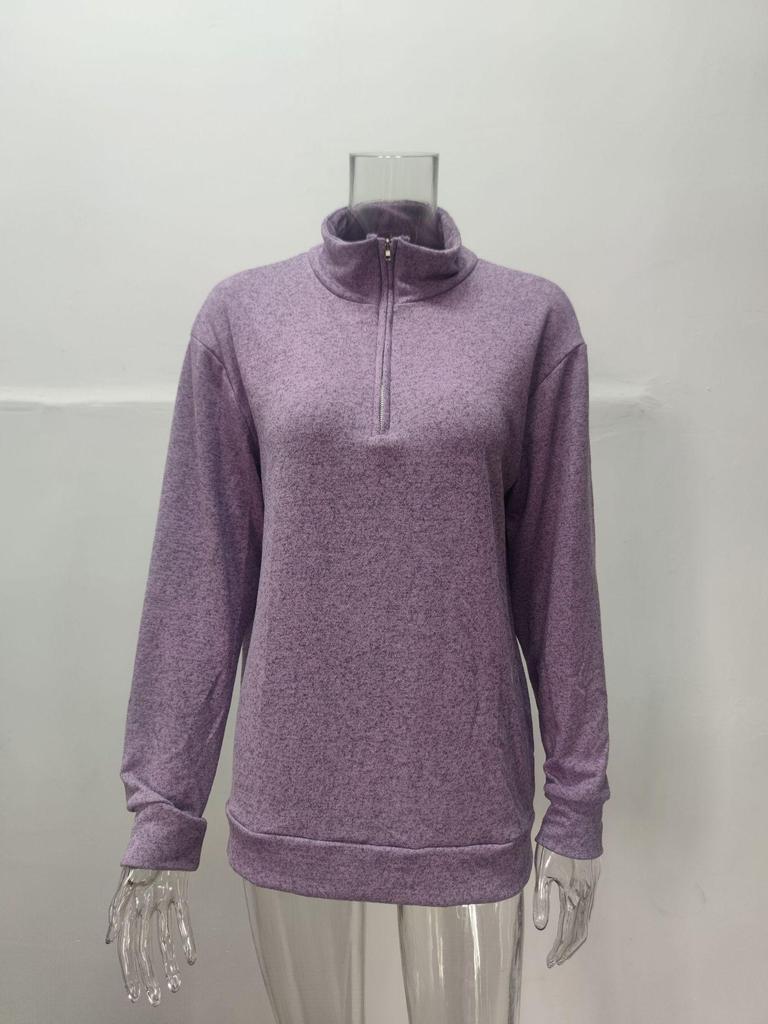 2025 Men's Casual Long Sleeve V-neck Fleece Zipper Polo Shirt