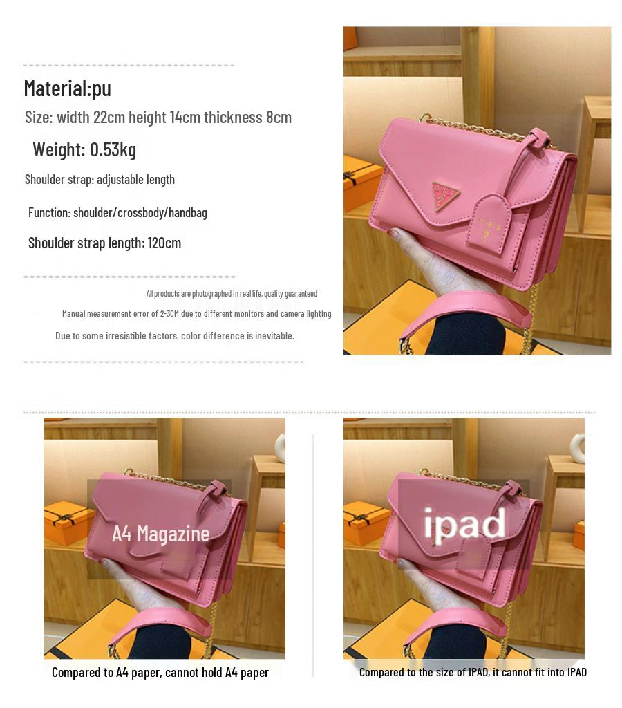 Korean Style Women's Versatile Crossbody Shoulder Bag with High-End Texture and Popular Chain Design