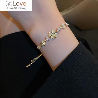 Inlaid Rhinestones Petal Flower Bracelet Female Personality Fashion Unique Design Bracelet Wedding Jewelry Birthday Gift