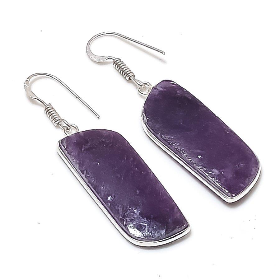 

Natural Lepidolite Gemstone 925 Sterling Silver Jewelry Earring 2.01 AEE-10886