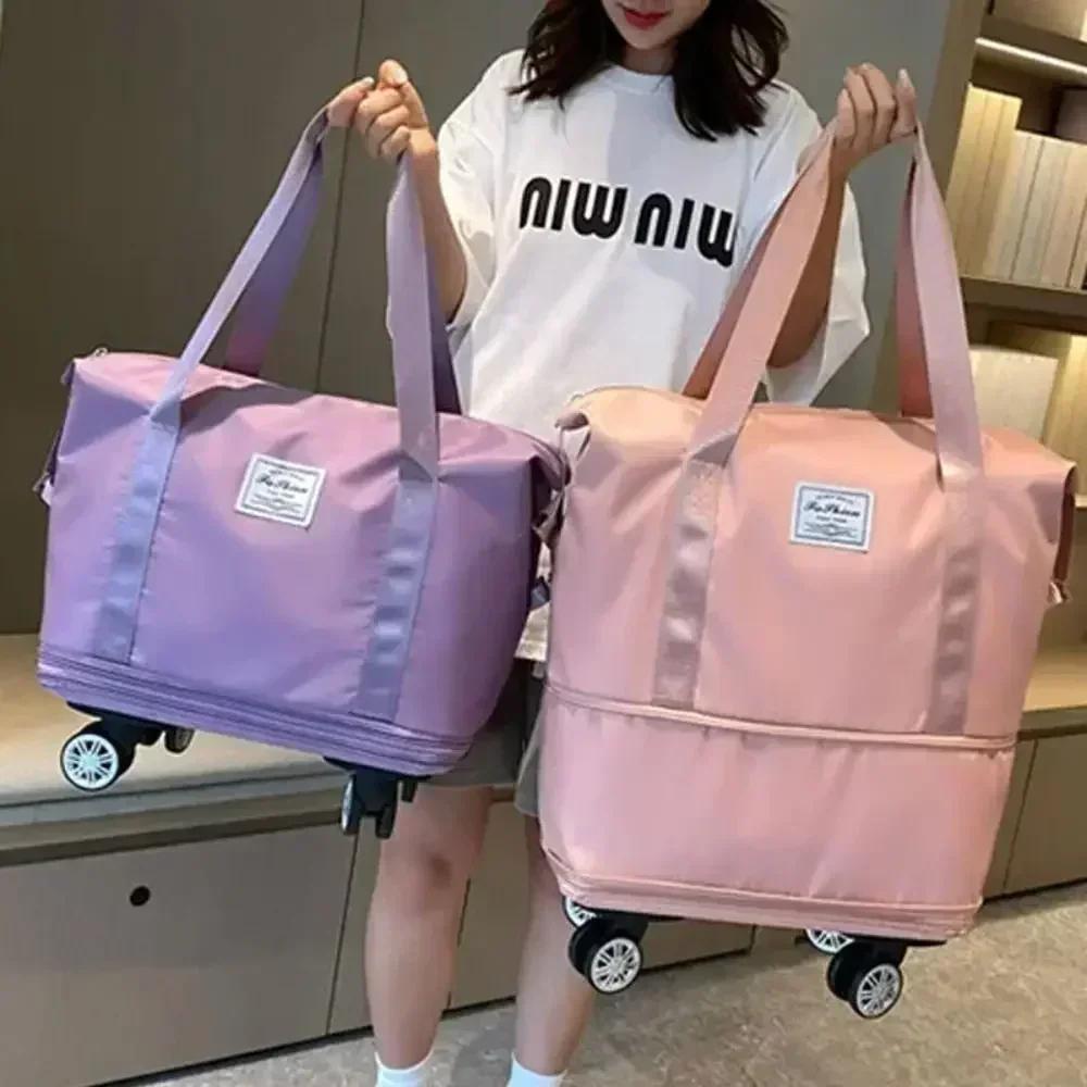 Universal wheel expandable luggage Large capacity dry and wet separation storage travel fitness bag lightweight luggage