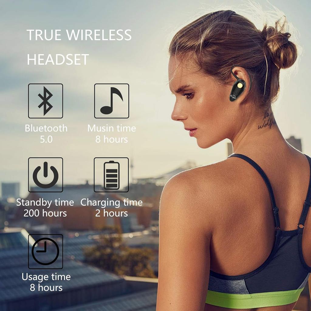 Bluetooth Headset, V5.0 Ultralight Wireless Headphone Cell Phone Earpiece with Mic Headsetcase,Volume Control, Handsfree Earbud,Compatible with