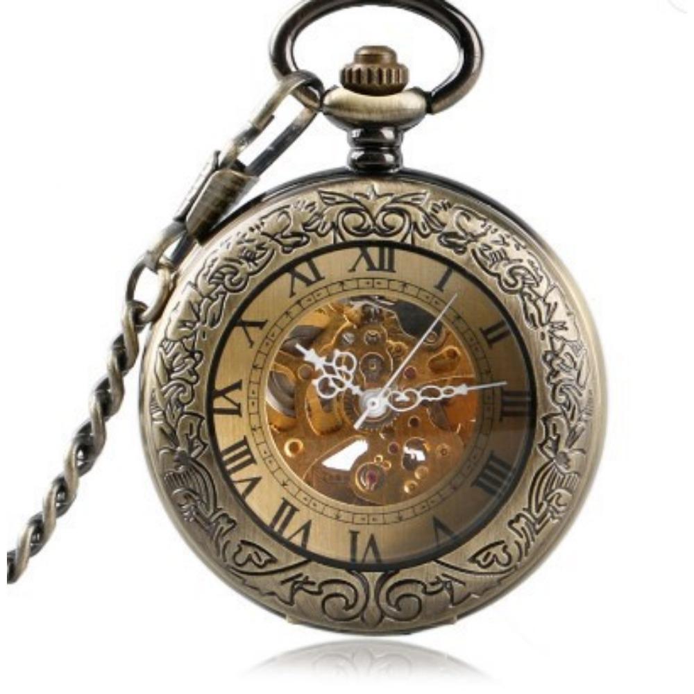 

Qinggu Hollow Glossy Полностью автоматические механические карманные часы мужские и женские подарочные механические часы