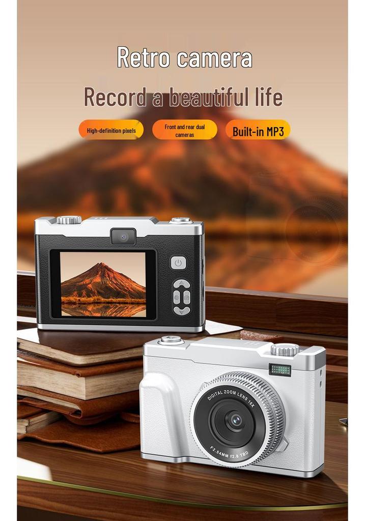 4K HD Retro Dual CCD Digital Camera for Students - Campus Party Photography with Phone Photo Transfer Capability