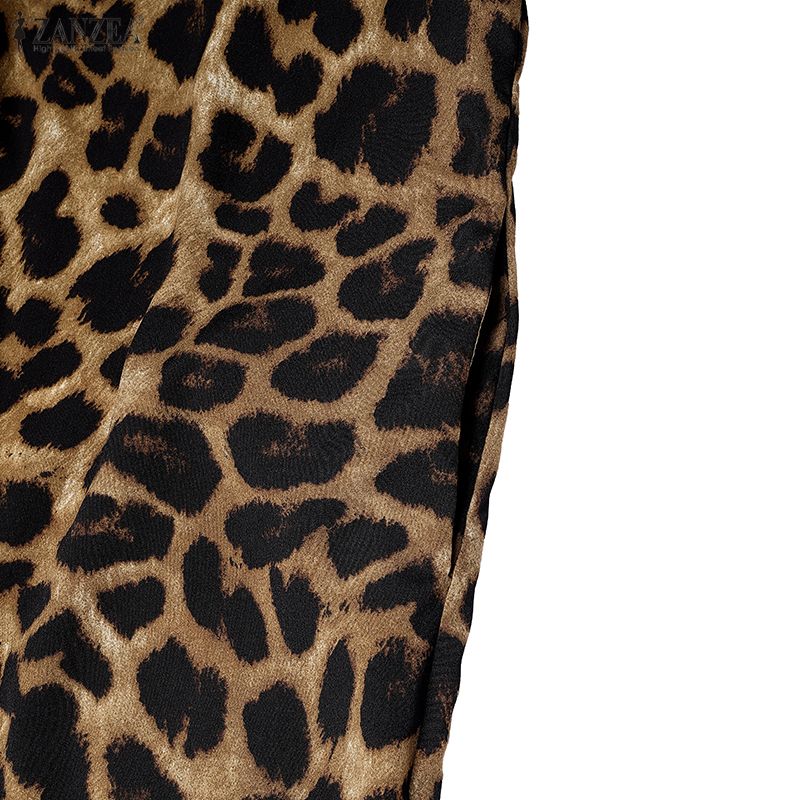 ZANZEA Women Casual V-Neck Loose Half Sleeve Leopard Print Dress