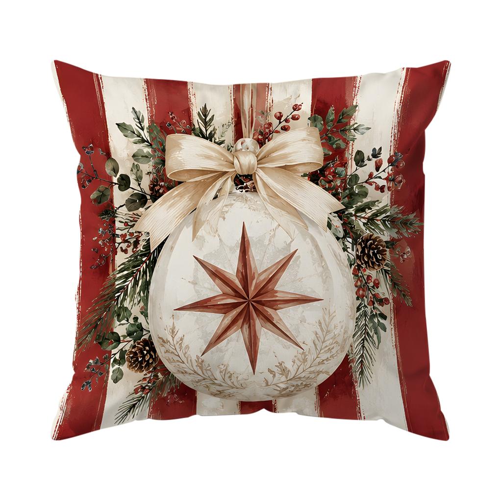 Striped Merry Christmas Theme Cushions Pillowcase Polyester Cushion Cover Throw Pillow Pillowcover Home Car Sofa Decor