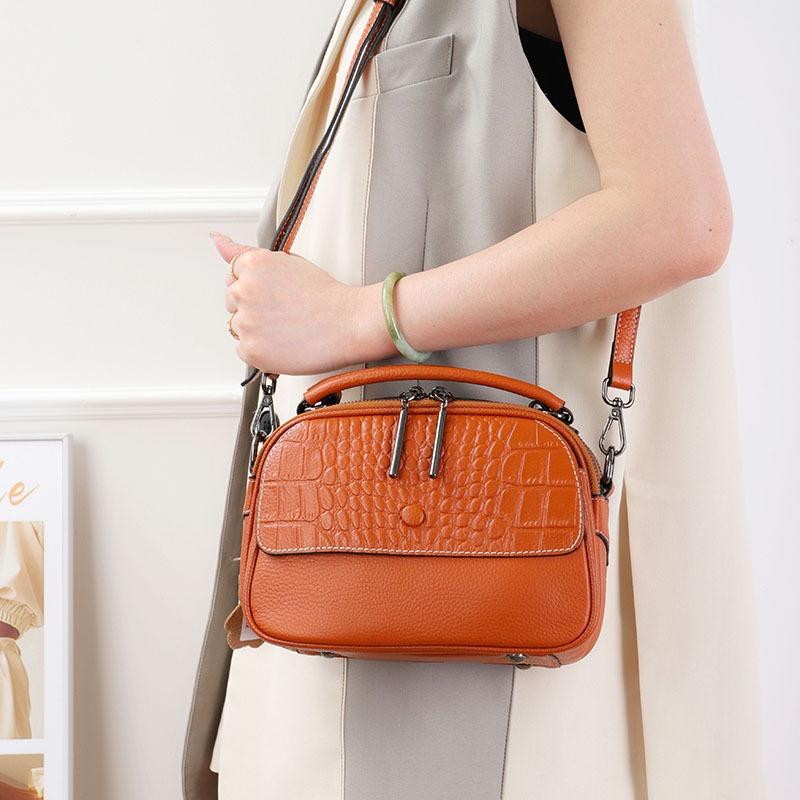 Leather Women's Bag New Temperament Shoulder Bag Versatile Crocodile Pattern Commuter Handbag Messenger Bag Women