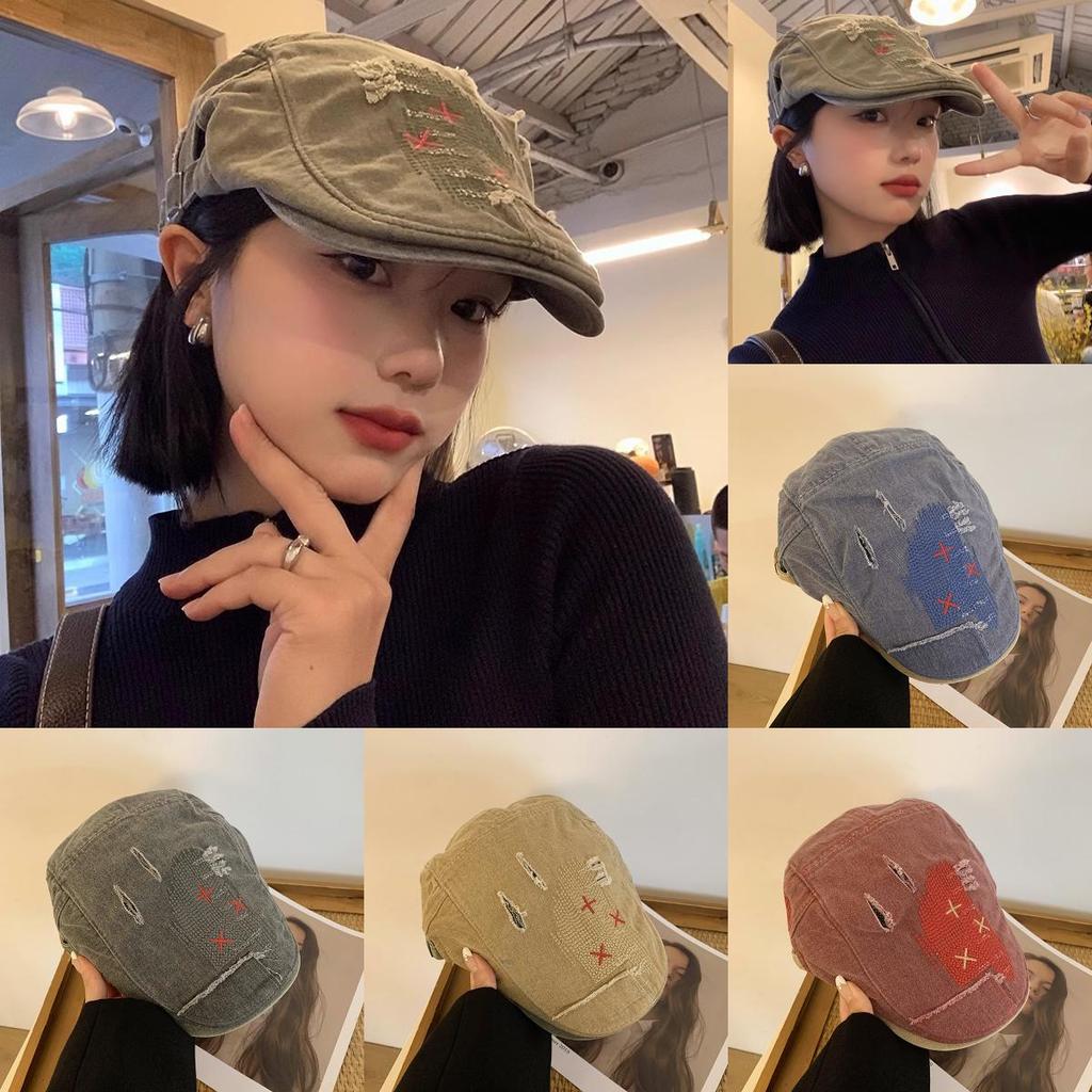 Yourself Boho Beret Hat With Embroidered Design For Casual Women