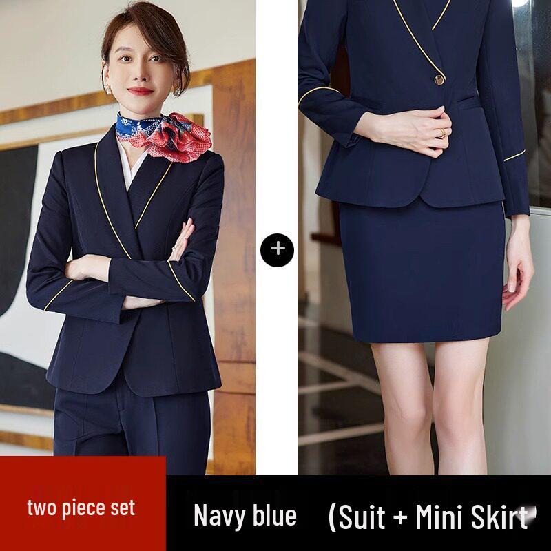 China Southern Airlines Flight Attendant Professional Suit: High-End Rose Red Vest and Dress Reception Uniform