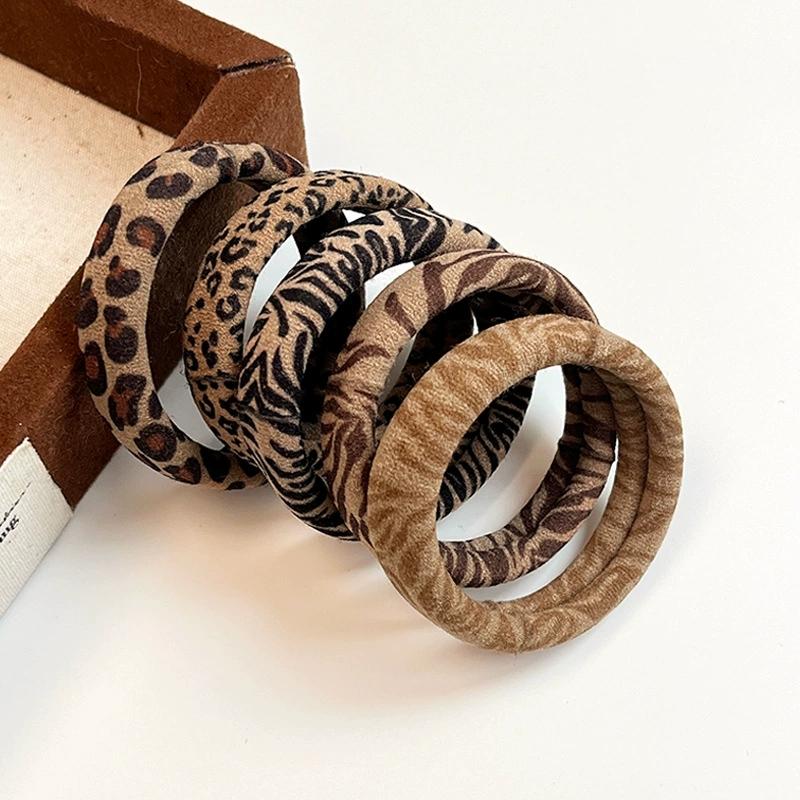 Retro-Leopardenmuster Haargummi einfacher hoch elastischer Handtuchring basic mit Kopfhautband gebunden ohne Beschädigung der Haare Pferdeschwanz
