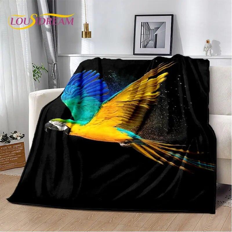 Macaws Colorful Birds Parrot Soft Plush Blanket,Flannel Blanket Throw Blanket for Living Room Bedroom Bed Sofa Picnic Cover Kids