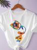Unisex's Colorful Abstract Face Print Round Neck T-Shirt, Fashion Casual Short Sleeve T-shirt for Daily Wear