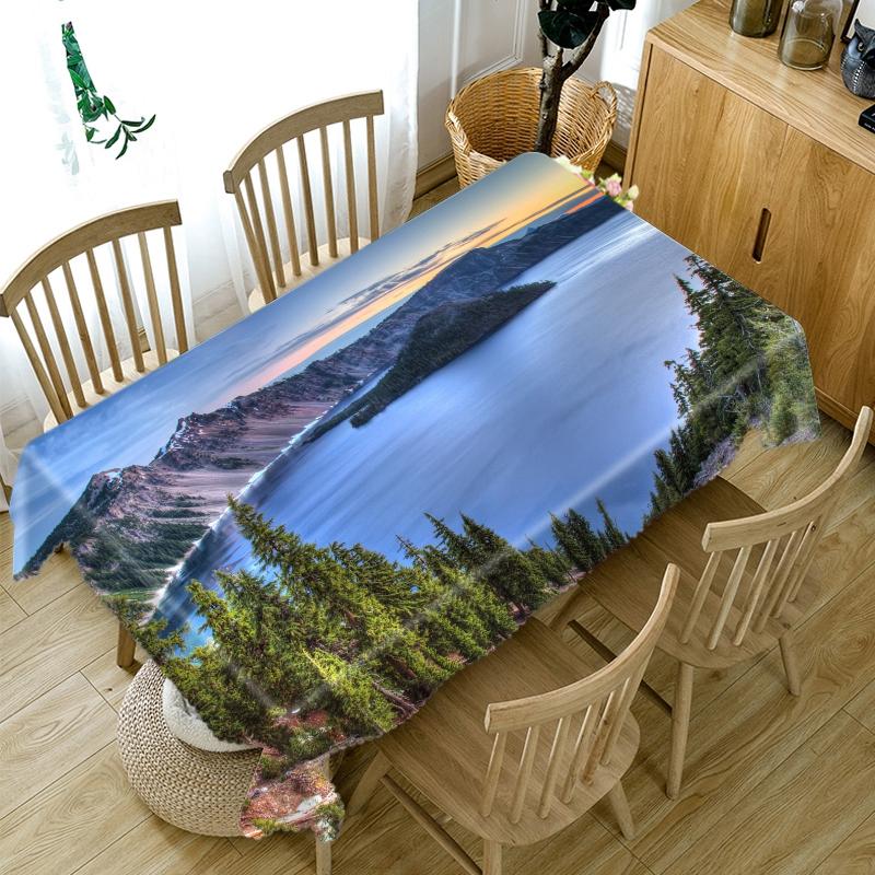 Față de masă din bumbac îngroșat peisaj natural model peisaj dreptunghiular/rotund pânză de masă pentru nuntă picnic petrecere