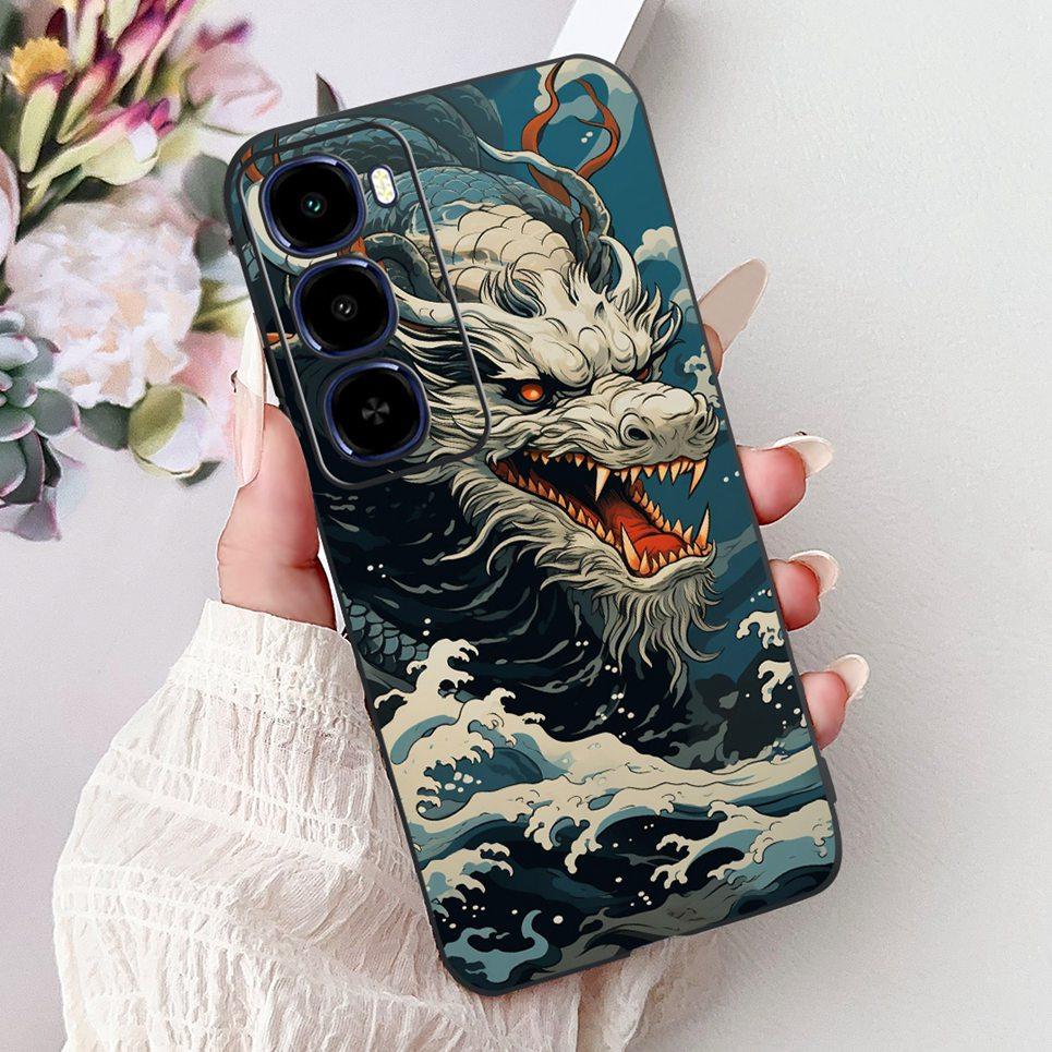 Cool Dragon Lion Tiger Cartoon 2D Printed Pattern Casing For Itel City 100 City100 Case Soft Silicone Black Back Cover Landscape