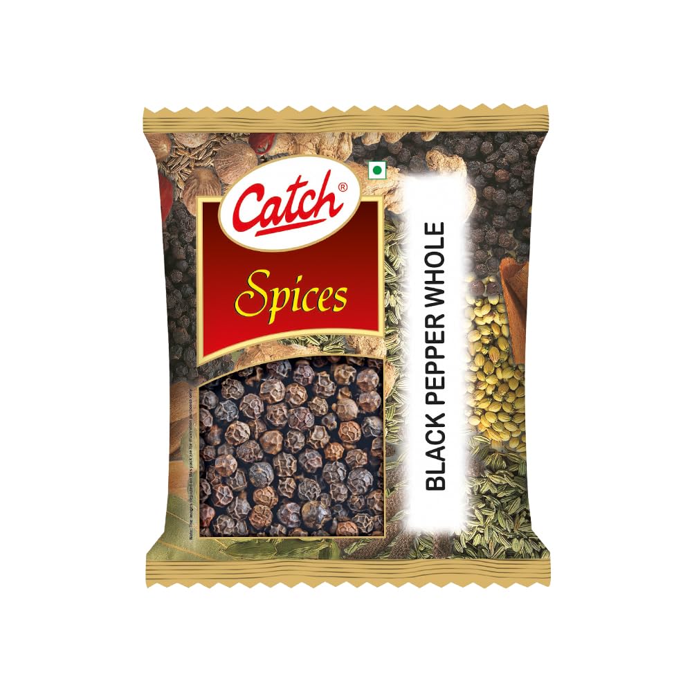 Catch Black Pepper Whole 100g Pack of 1 Premium Malabar Spice for Cooking and Seasoning Dishes with Earthy Flavor