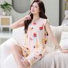 Cotton and Silk Pajamas Women's Summer 1011 New Short-sleeved Trousers Two-piece Set Summer Cotton Artificial Cotton Women's Loungewear