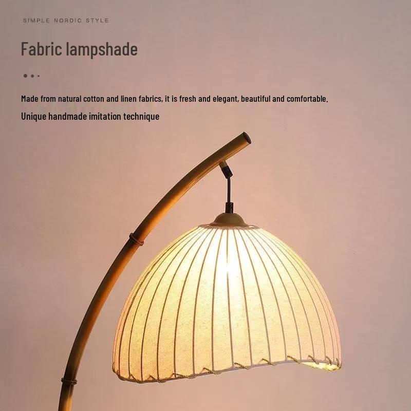 Retro Chinese-Style Floor Lamp: Dual-Use Bedside/Side Table Fishing Lamp for Living Room or Bedroom Ambiance