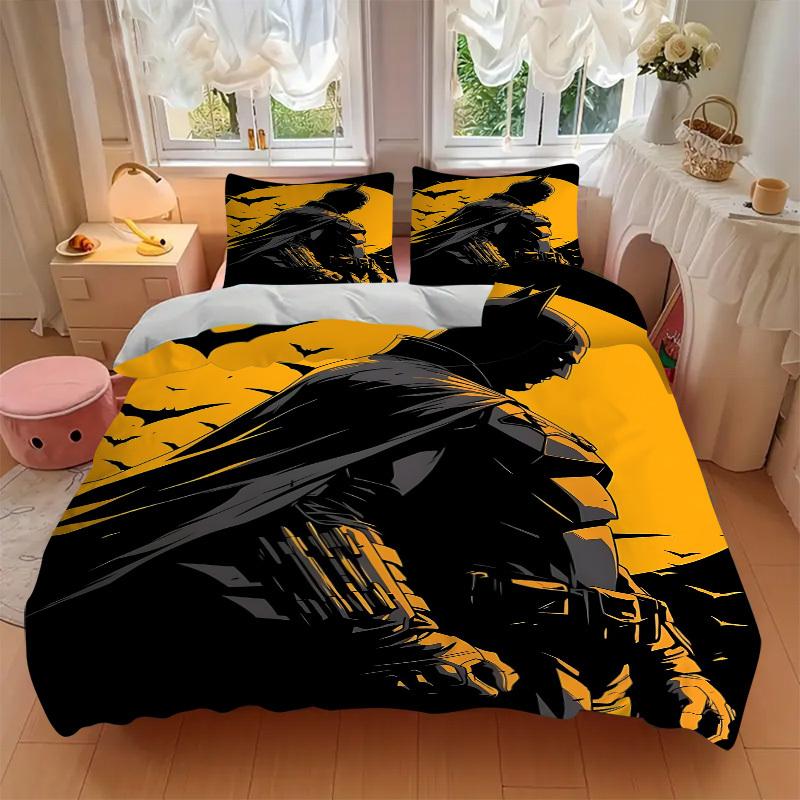 3pcs Batman Bedding Set, Soft Polyester Duvet Cover and Pillowcases Machine Washable Seasons all suitable & Guest Room Decor290