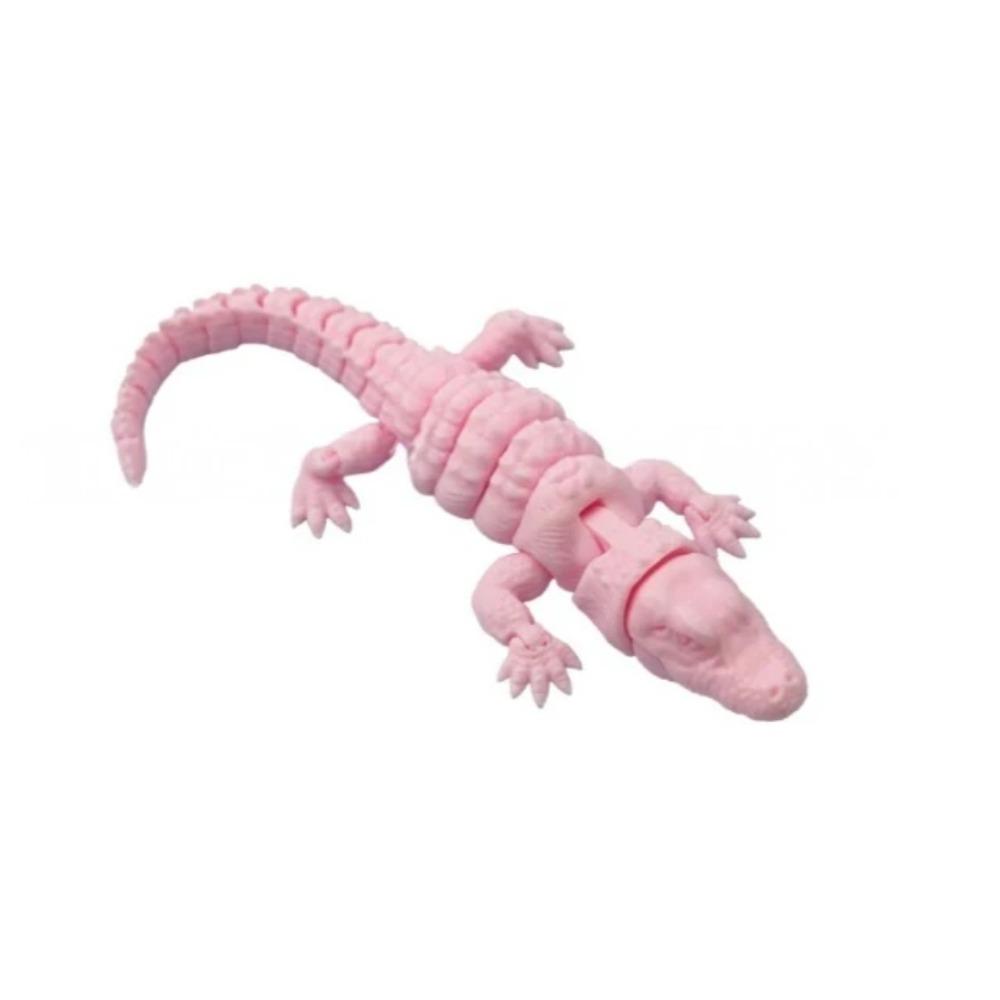 New Halloween 3D Printed Crocodile Dragon Articulated Flexible Fidget Toy Spooky Movable Joints Figurine Desktop Decor розовый