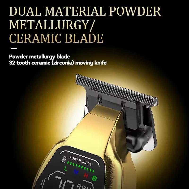 Professional Hair Trimmer Men's Hair Clippers Zero Gapped Finish Hair Cutting Machine Grooming Rechargeable LED Display 9W