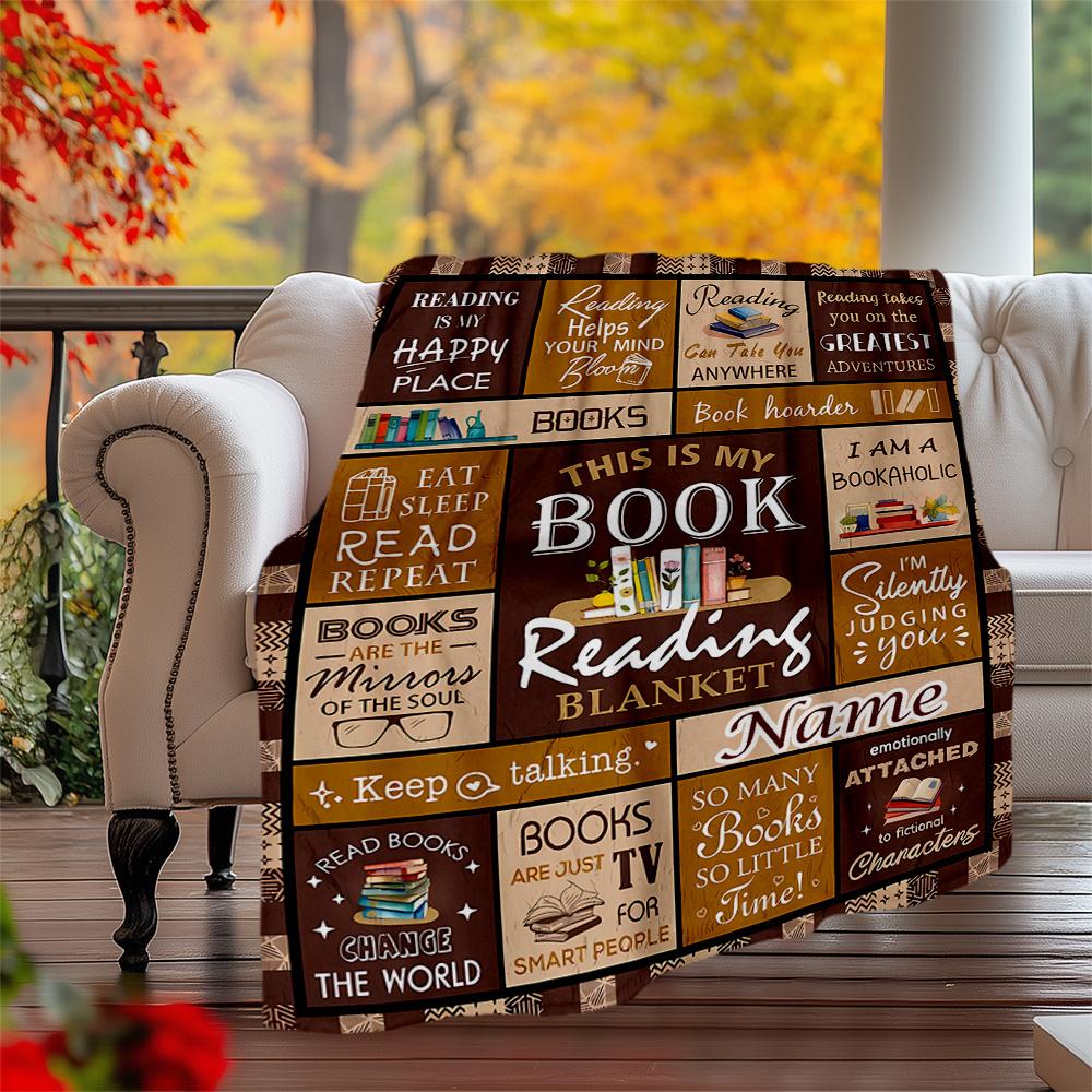 Reading Adventures In Book World Customizable Outdoor Blanket Customize Your Name Ultrasoft Versatile For Picnics Outdoor Travel And Camping Sofa