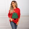 New Autumn and Winter Women's Christmas and New Year Sweater Pullover Long-sleeved Christmas Tree Knitted Sweater