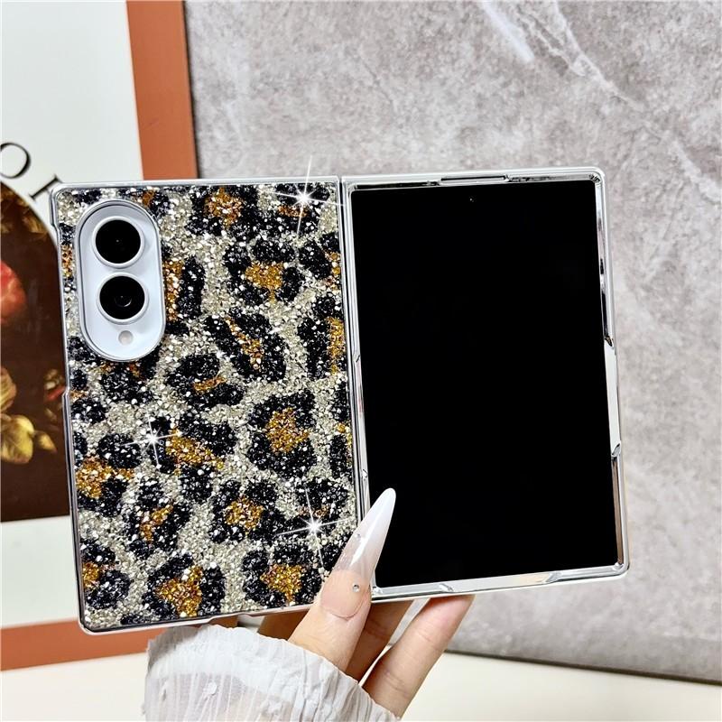 Bling Diamant Leopard Stil Hülle Für Samsung Galaxy Z Fold 8 Ultra Fold7 Fold 6 5 4 Sexy Luxus Glitzer Beschichtung Schutzhülle