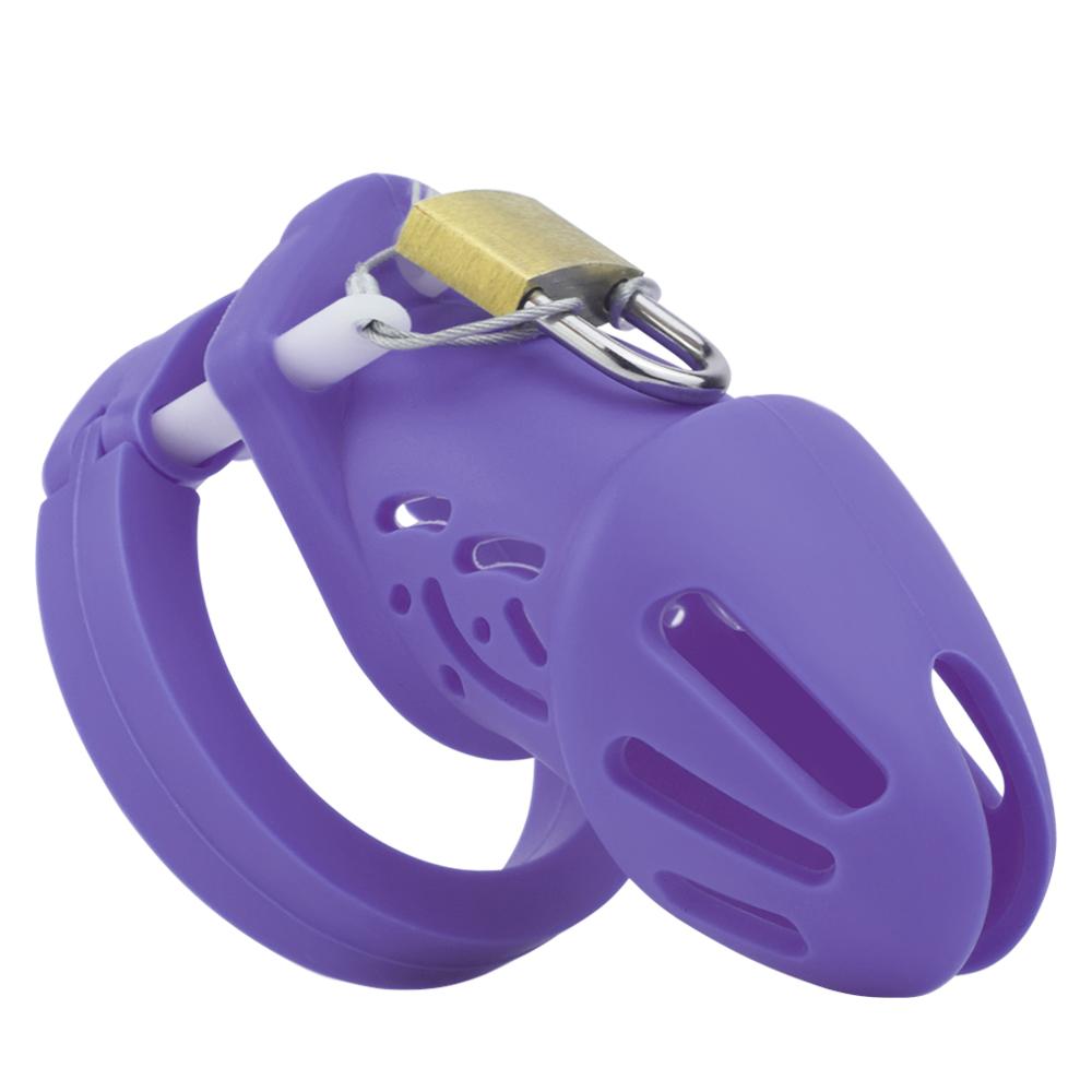 FRKO Pink Soft Silicone Male Chastity Cage Device Size S/L Invisible Lock Sex Toys with 5 Cock Ring Penis Sleeve for Men BDSM