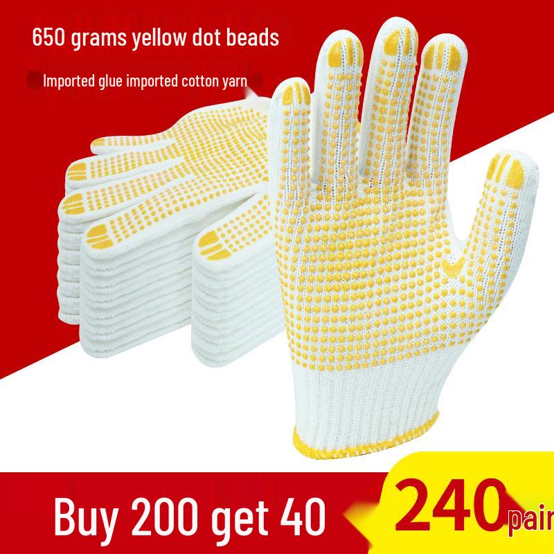 Non-Slip Breathable Dotted Cotton Work Gloves for Men and Women - Wear-Resistant and Ideal for Construction Sites
