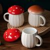 New Style Cartoon Mushroom Theme Water Bottle Mug Cup Ceramic Material Milk Coffee With Lid Fairy Tale