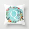 A-Z Letter Cushion Cover Blue Floral   Soft Throw Pillow Cover Decorative Sofa Pillow Case Pillowcase