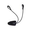 Black Clip On 2 Dual Arms 4 LED Flexible Book Music Stand Light Lamp