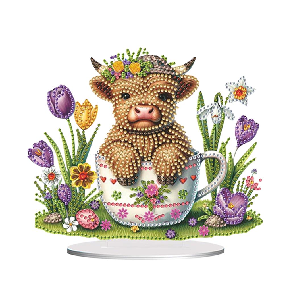 Easter Lily Bunny Diamond Painting Tabletop Ornaments Kit Table Top Diamond Painting Ornament Kits Rhinestones Desktop Ornaments