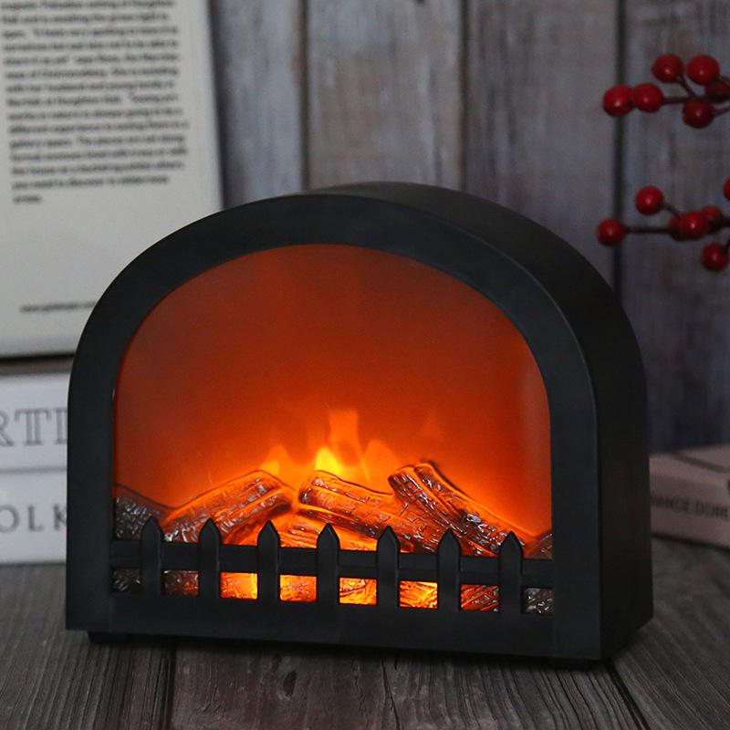 USB Plug-in Arched LED Fireplace Lamp with Simulated Charcoal Flame - Decorative Ornament for TV Cabinet and Home Use