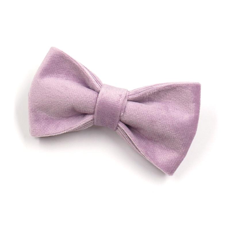Mihaba Boss Lilac Velvet Pet Collar & Leash Set with Rose Gold Buckle, Bowknot, Poop Bag, and Harness.