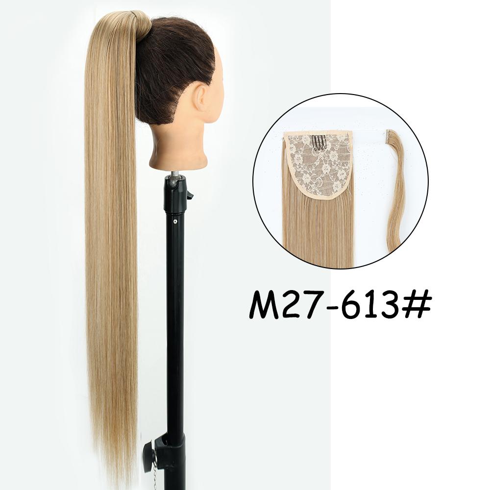 34 cale Syntetyczny Kucyk Przedłużenie Włosów Doczepiane na Klips Fałszywa Peruka Dopinka Blond Owijany Warkocz Długi Gładki Kucyk nad Głową